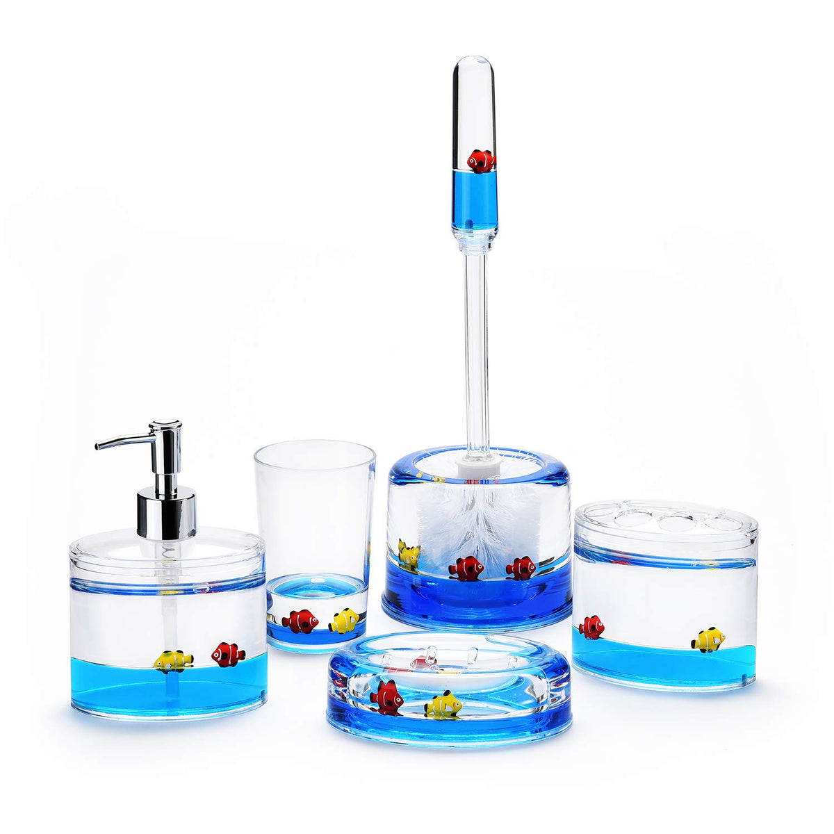 Locco Decor toothbrush holder with ocean 3D liquid design keeps brushes organized.