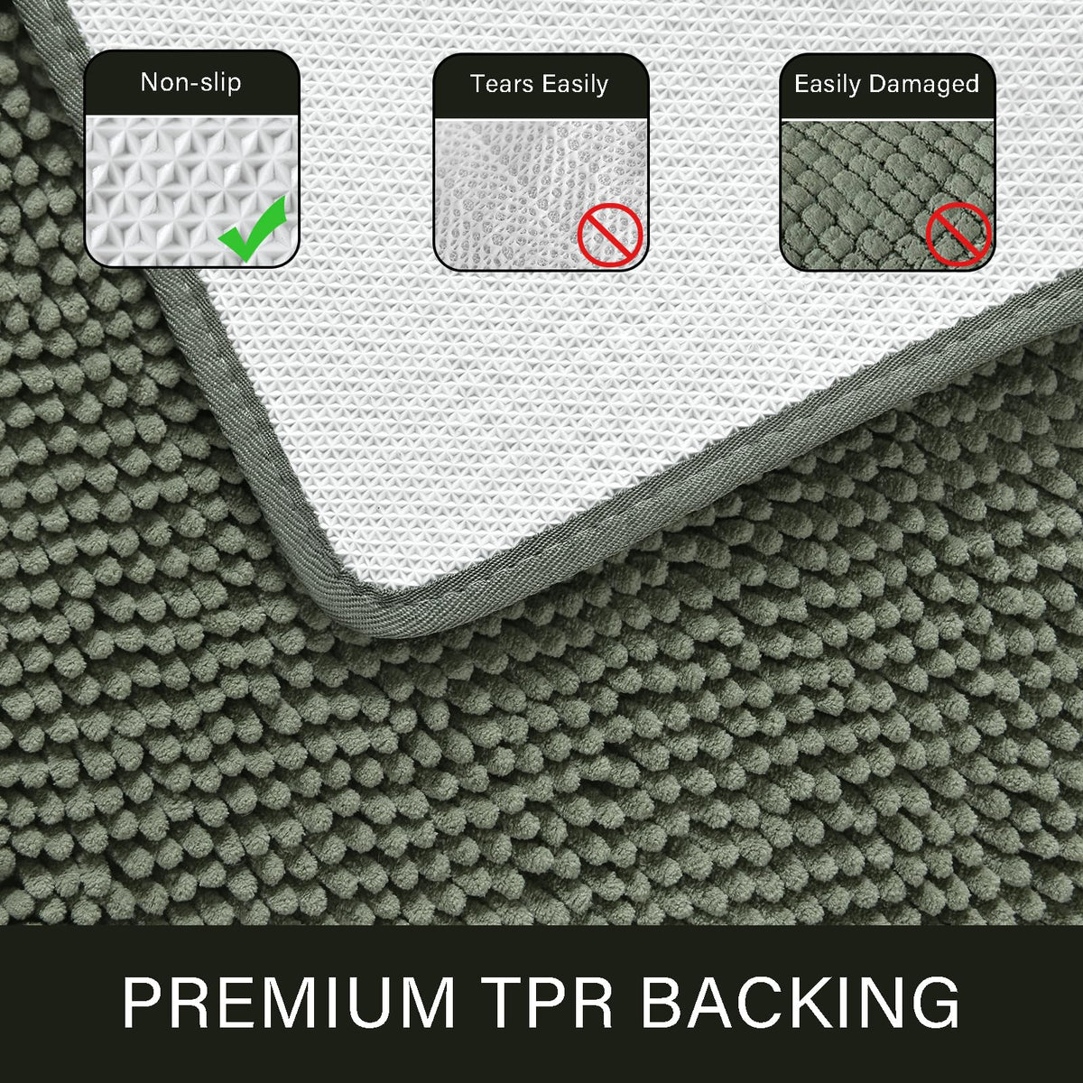 LOCHAS absorbent rug with non-slip backing helps prevent slips on wet floors