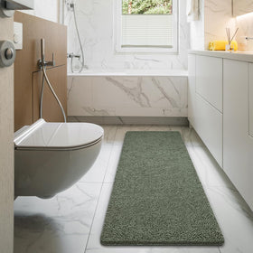 LOCHAS sage green bath rug adds calm, inviting touch to space