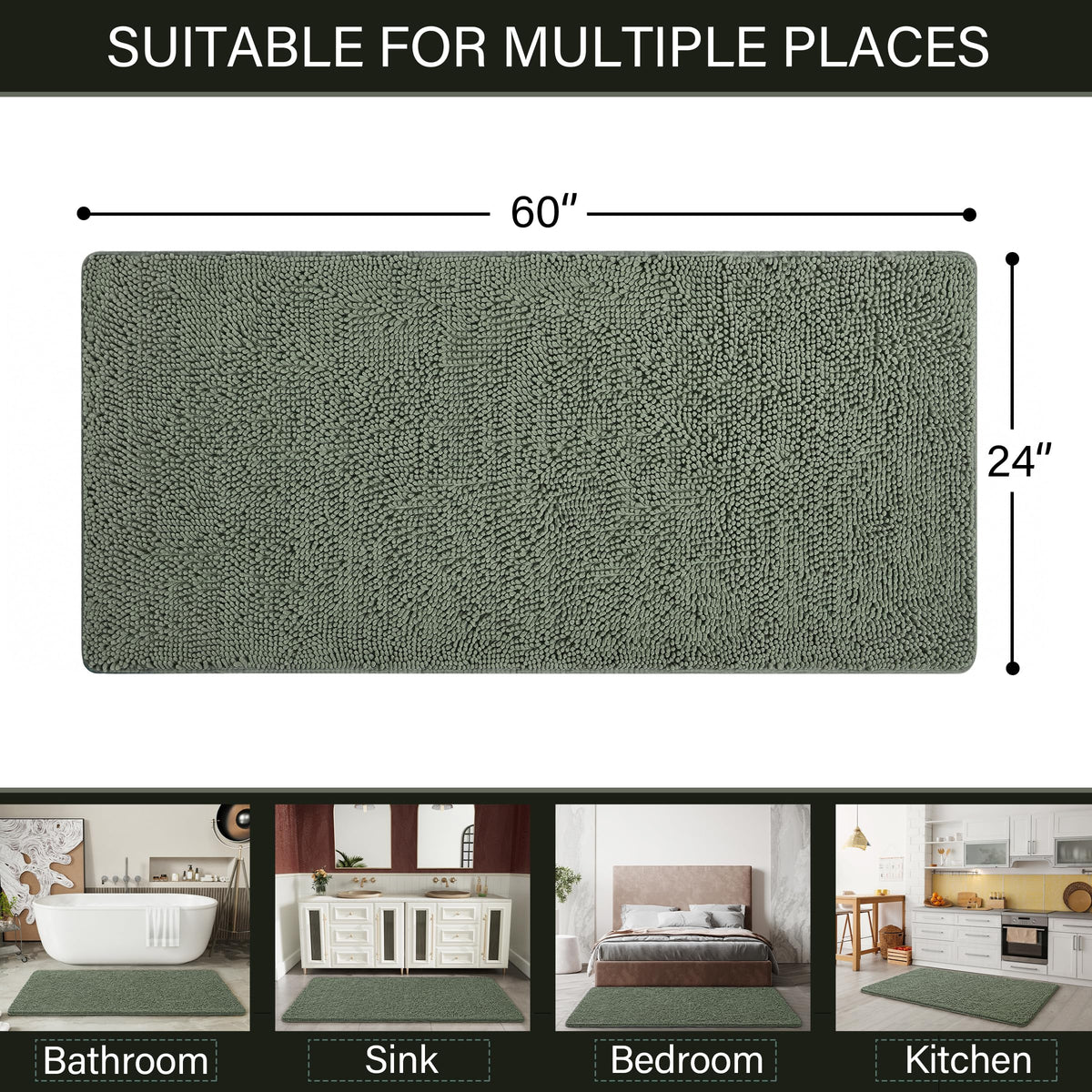 LOCHAS non-slip back keeps mat flat on smooth floors