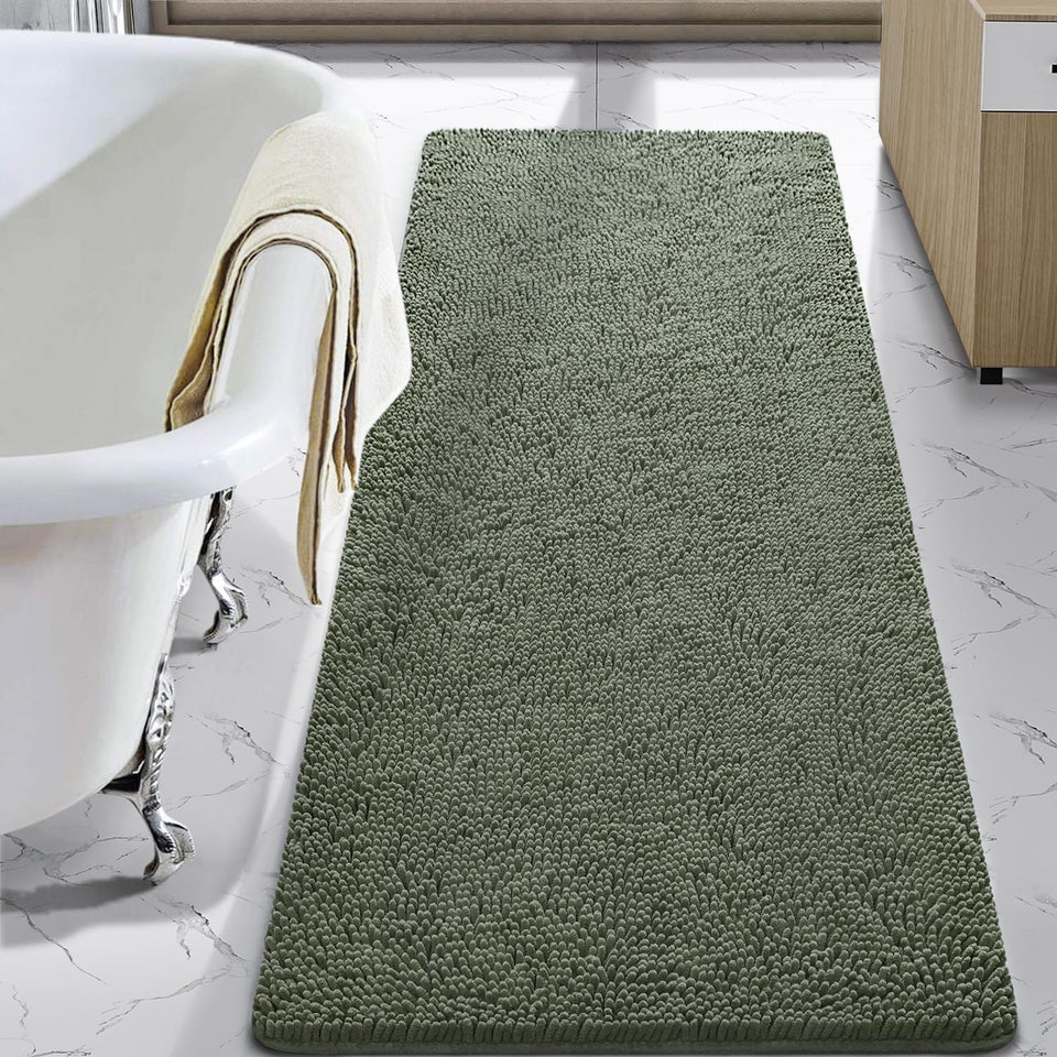 LOCHAS bath rug shaggy 24x60 sage green for spa-like comfort