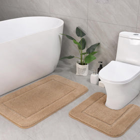LOCHAS beige bathroom rug set 34x20 plush for warm feet