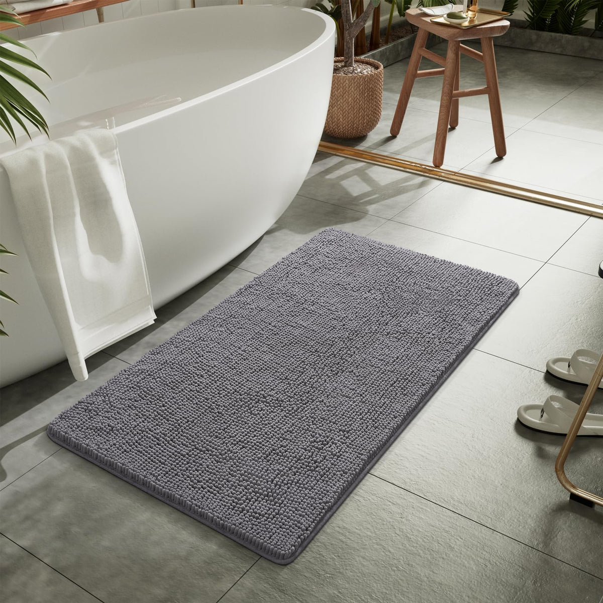 LOCHAS gray chenille rug adds cozy warmth to daily routines