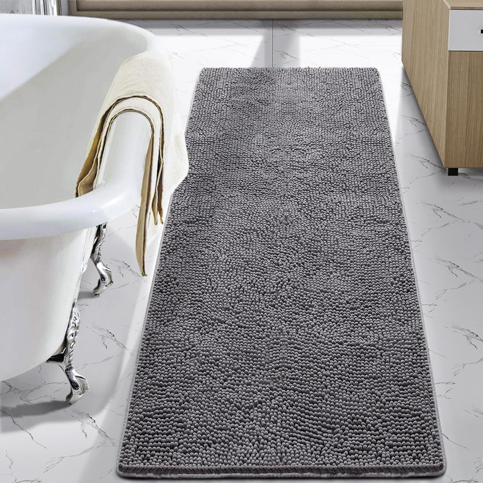 LOCHAS luxury bath rug 24x60 gray offers plush comfort after showers.