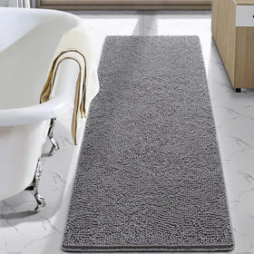 LOCHAS luxury shaggy rug in gray, soft surface for stepping out of the shower