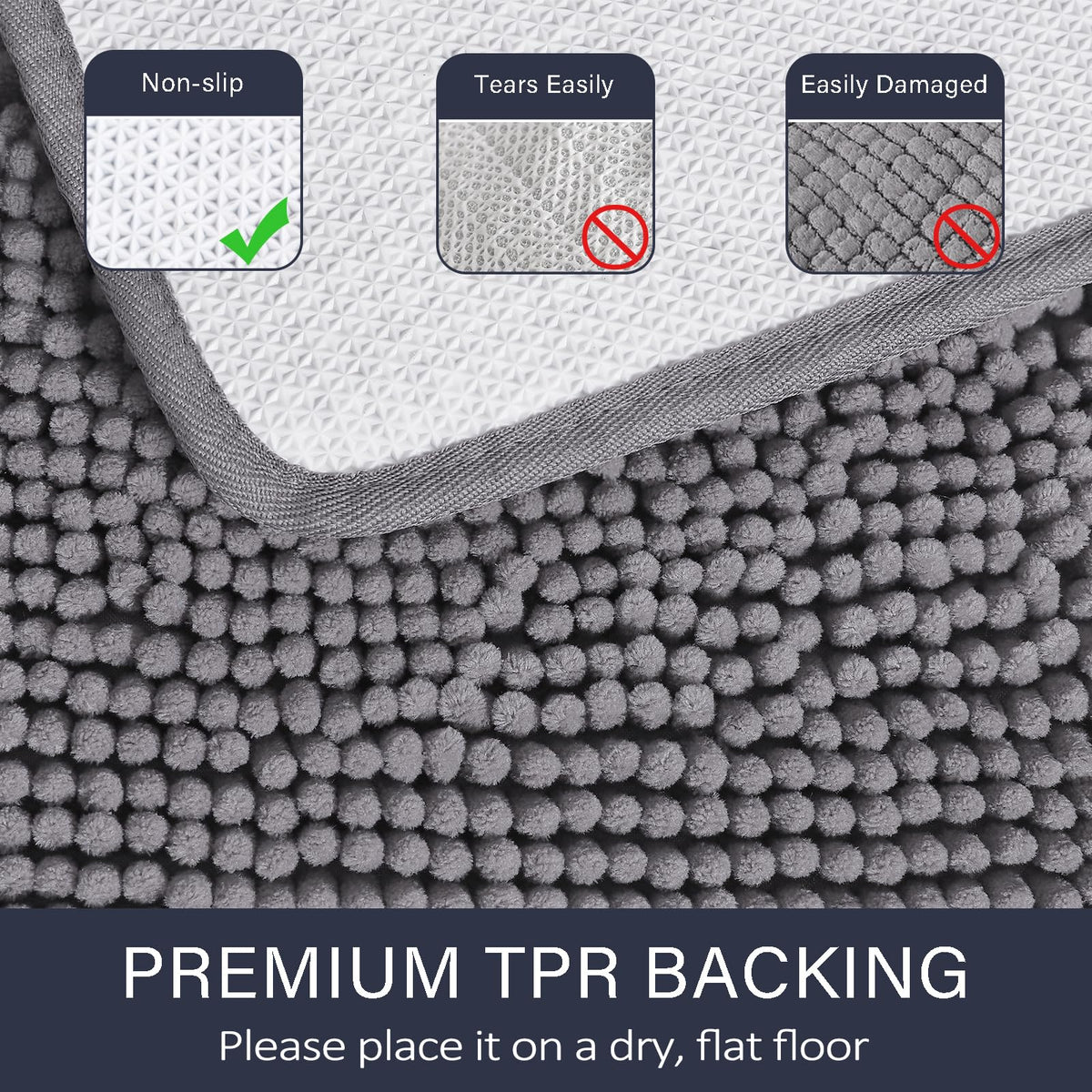 LOCHAS machine-washable gray bath mat is easy to refresh.