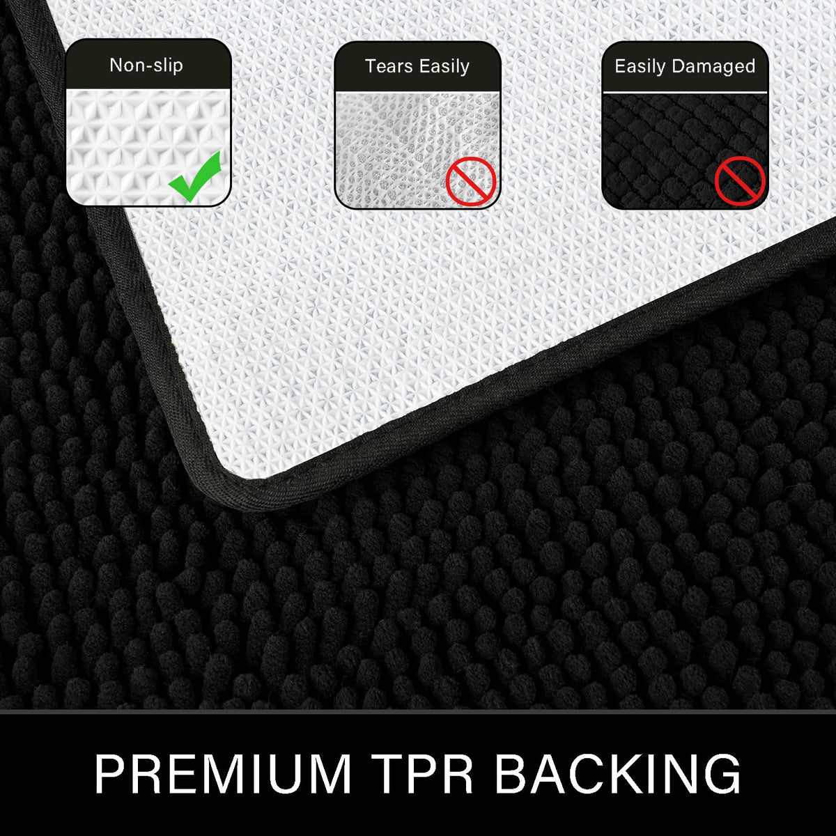 LOCHAS non-slip backing keeps the rug securely in place on floors.