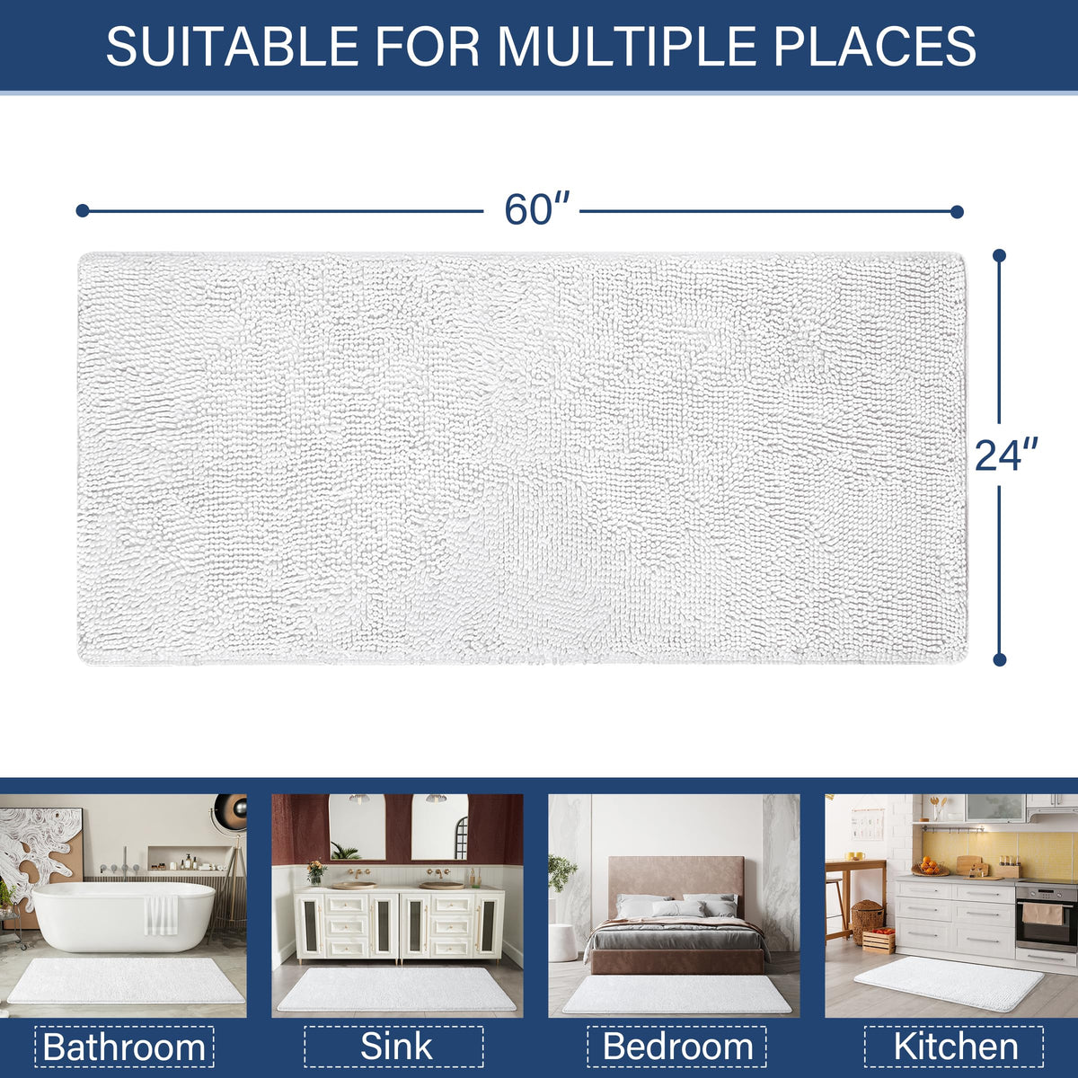 LOCHAS oversized 24x60 runner fits bathrooms, entryways, and near sinks.