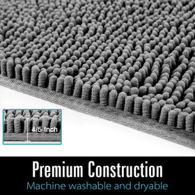 LOCHAS shaggy bath mat gray absorbs moisture and dries quickly.