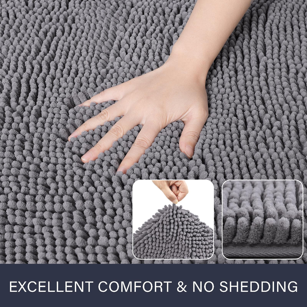 LOCHAS soft chenille mat, absorbent surface helps feet dry quickly after bathing