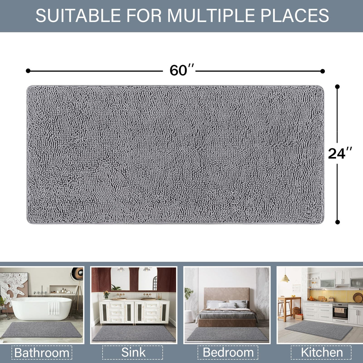 LOCHAS soft microfiber chenille mat provides cozy feet.