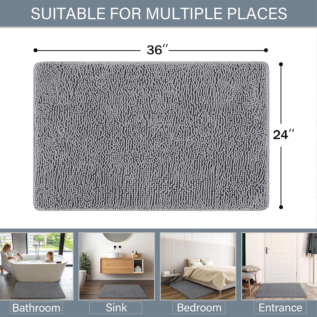 LOCHAS versatile 24x36 rug fits bathroom, entry, or bedroom spaces