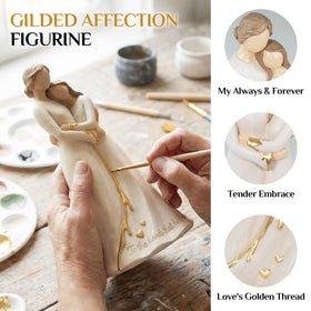 LOCKASEN mother-daughter figurine detail showing craftsmanship and neutral tones for elegant decor.