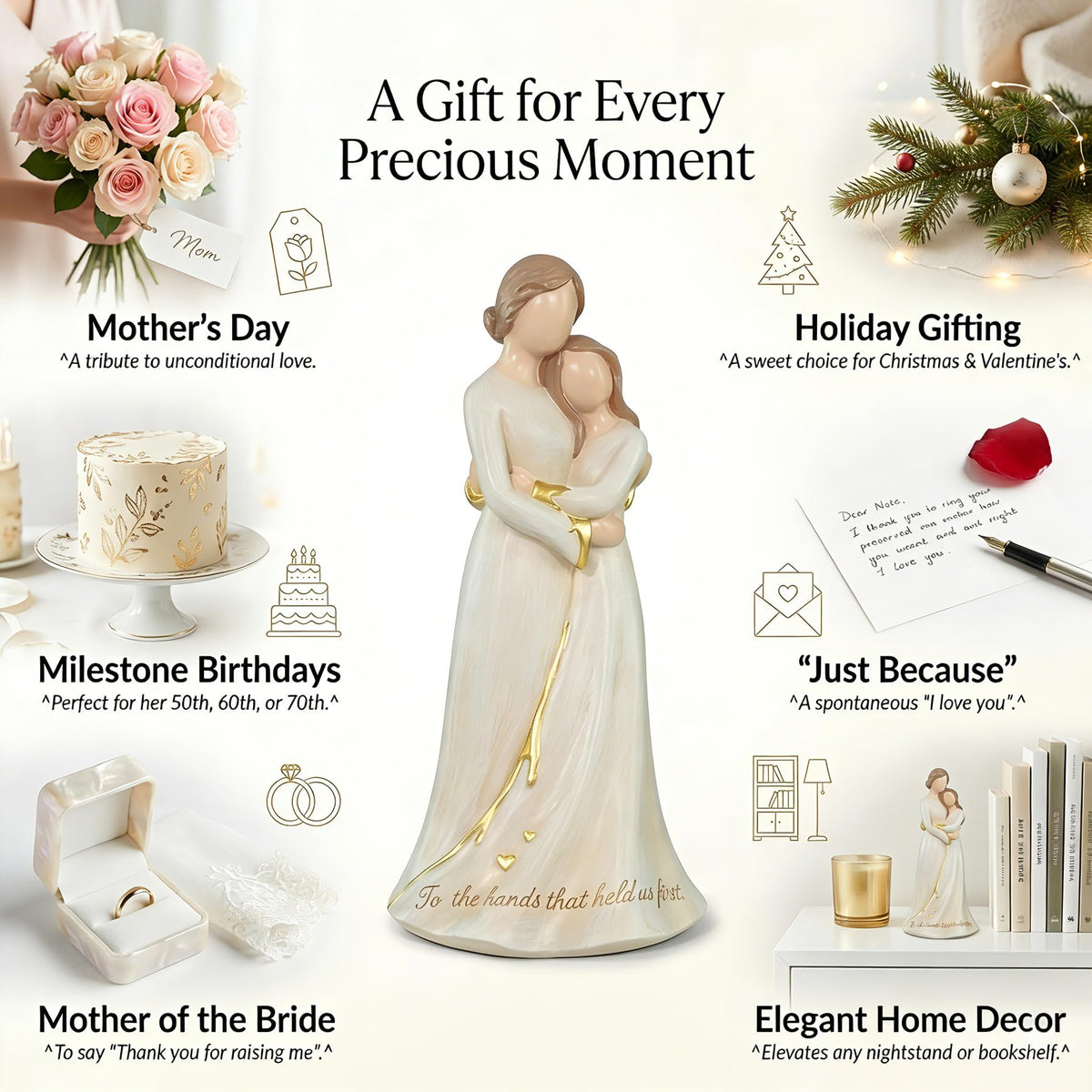 LOCKASEN neutral-tone decor figurine on a shelf adds warm, timeless charm.