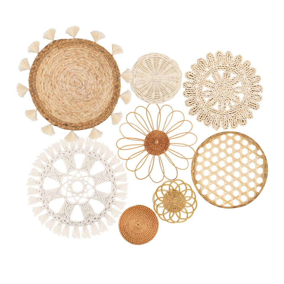 LOCS MICRAI boho wall basket set 8 adds warm texture to gallery walls.