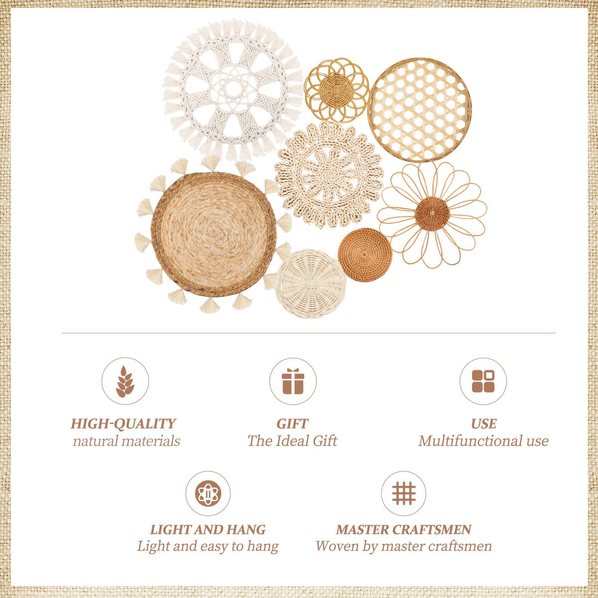Tassel accents and macrame detail from LOCS MICRAI enhance boho decor.