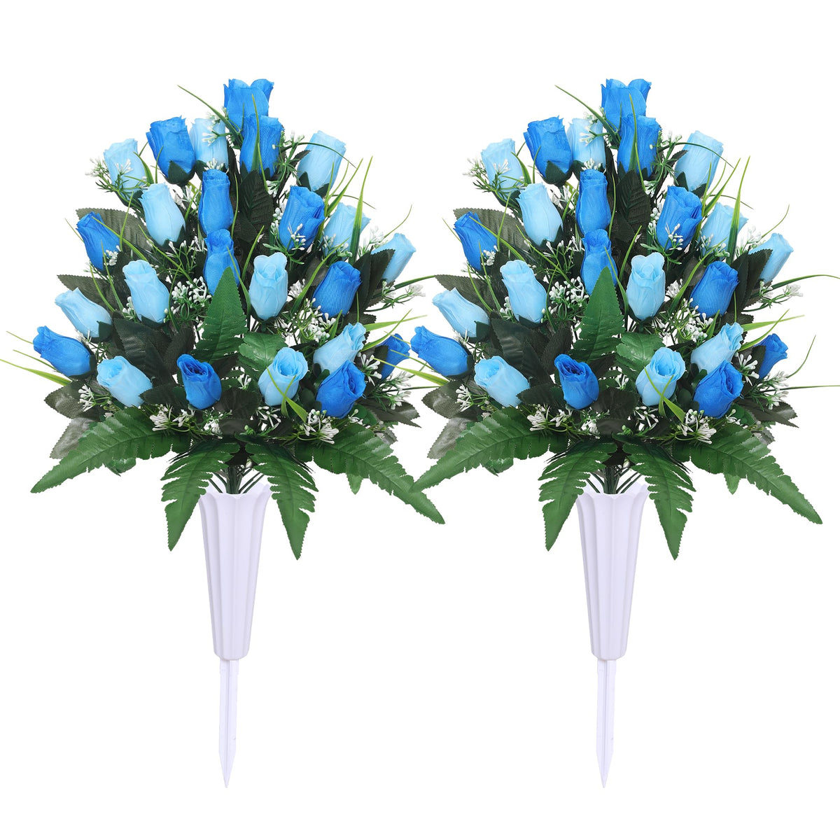 Lodou artificial cemetery flowers blue packaging, ready-for-display memorial decor