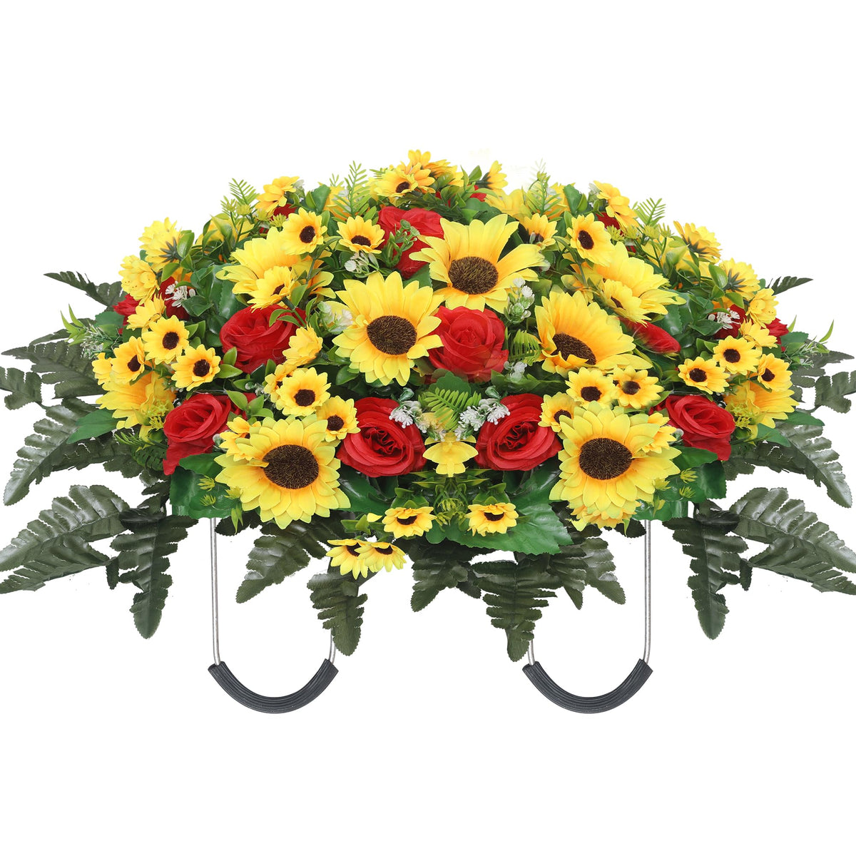 Lodou artificial cemetery flowers headstone saddle sunflowers stay vibrant and weather-resistant for graves.