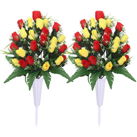 Lodou artificial cemetery flowers: lifelike roses for lasting remembrance.