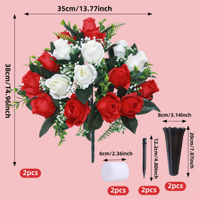 Lodou two-bouquets with vases layout secures a securely stable grave-site display
