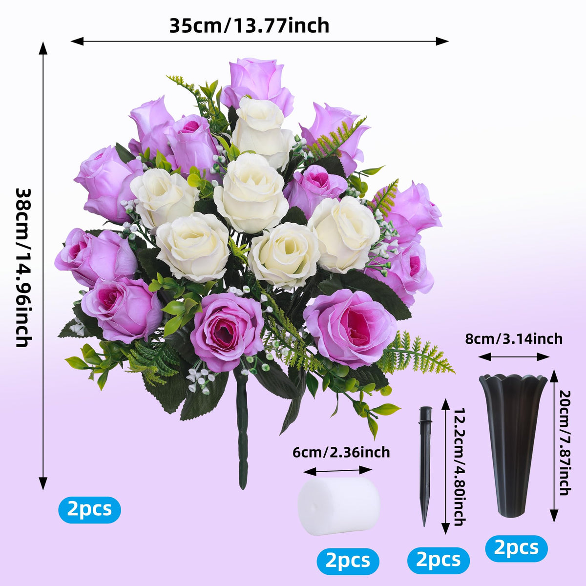 Lodou silk rose-heads with greenery close-up for realistic memorial detail