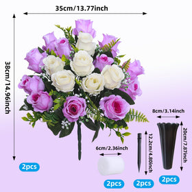 Lodou silk rose-heads with greenery close-up for realistic memorial detail