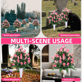 Lodou cemetery flower arrangement display ready for memorial days and visits.