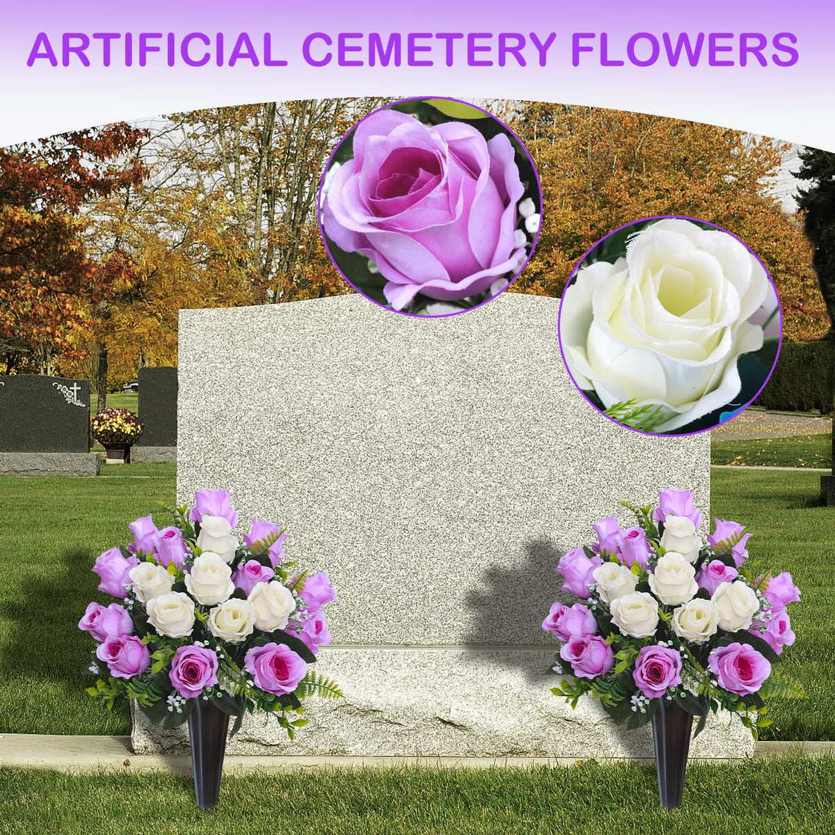 Lodou cemetery vase with ground spike for stable headstone display