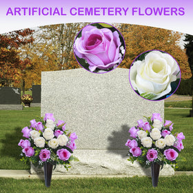 Lodou cemetery vase with ground spike for stable headstone display