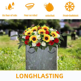 Lodou rose and sunflower arrangement adds color and texture to memorials