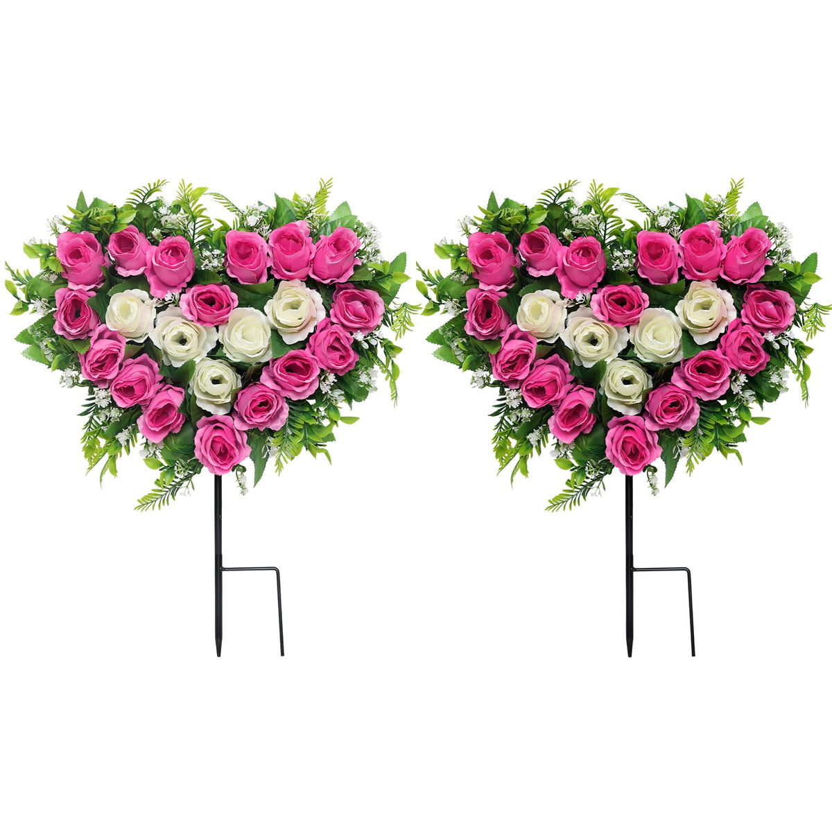 Lodou heart wreath with pink roses for a lasting cemetery tribute