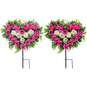 Lodou heart wreath with pink roses for a lasting cemetery tribute