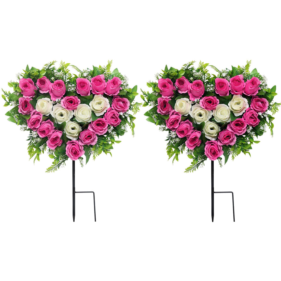 Lodou heart wreath with pink roses for a lasting cemetery tribute