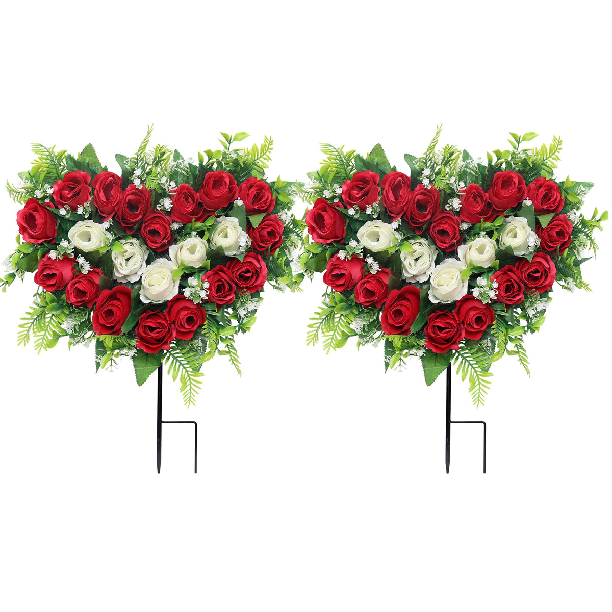 Lodou heart wreath roses red for a timeless cemetery memorial