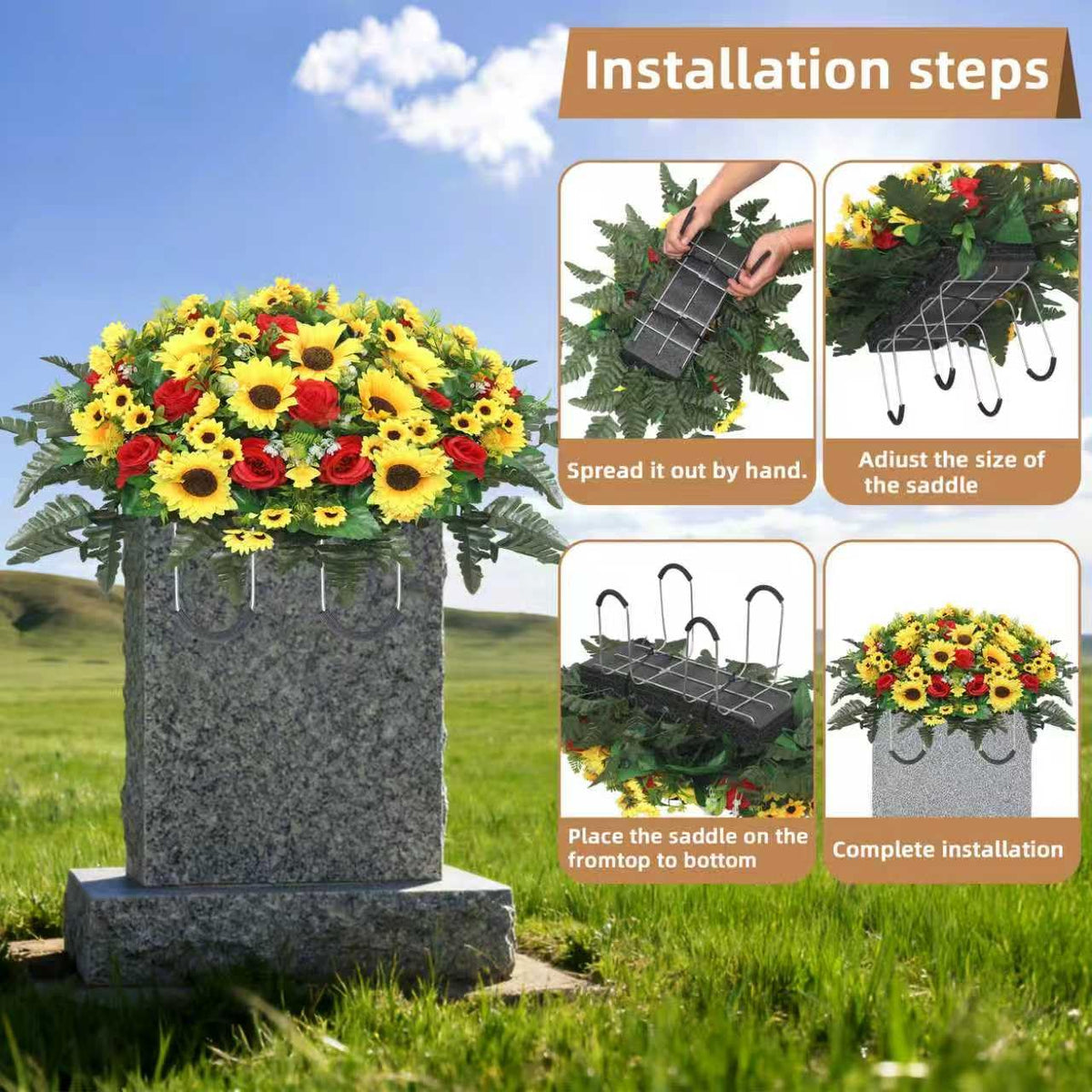 Lodou maintenance-free cemetery flowers simplify remembrance with lasting display.