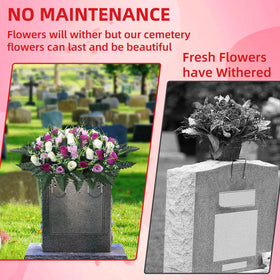 Lodou memorial flowers decorate graves for Memorial Day, Mother's Day, or remembrance.