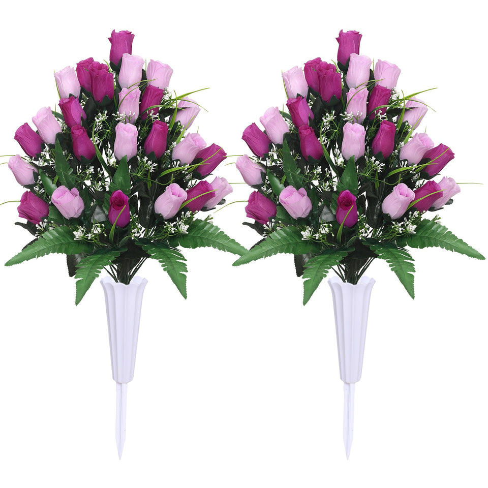 Lodou cemetery flowers packaging with two bouquets ready for grave display