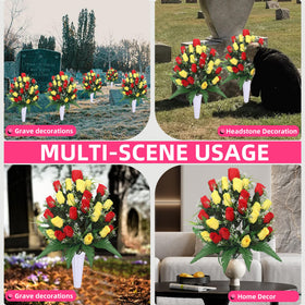 Lodou packaging includes two bouquets and two grave vases for easy setup.