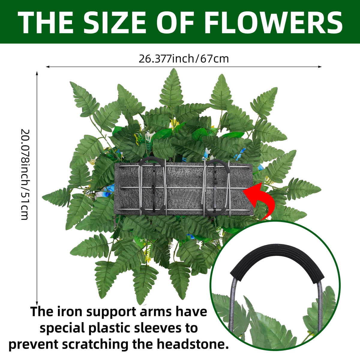 Lodou 27x19x10 inch saddle fits most headstones, non-rust wires protect monuments.