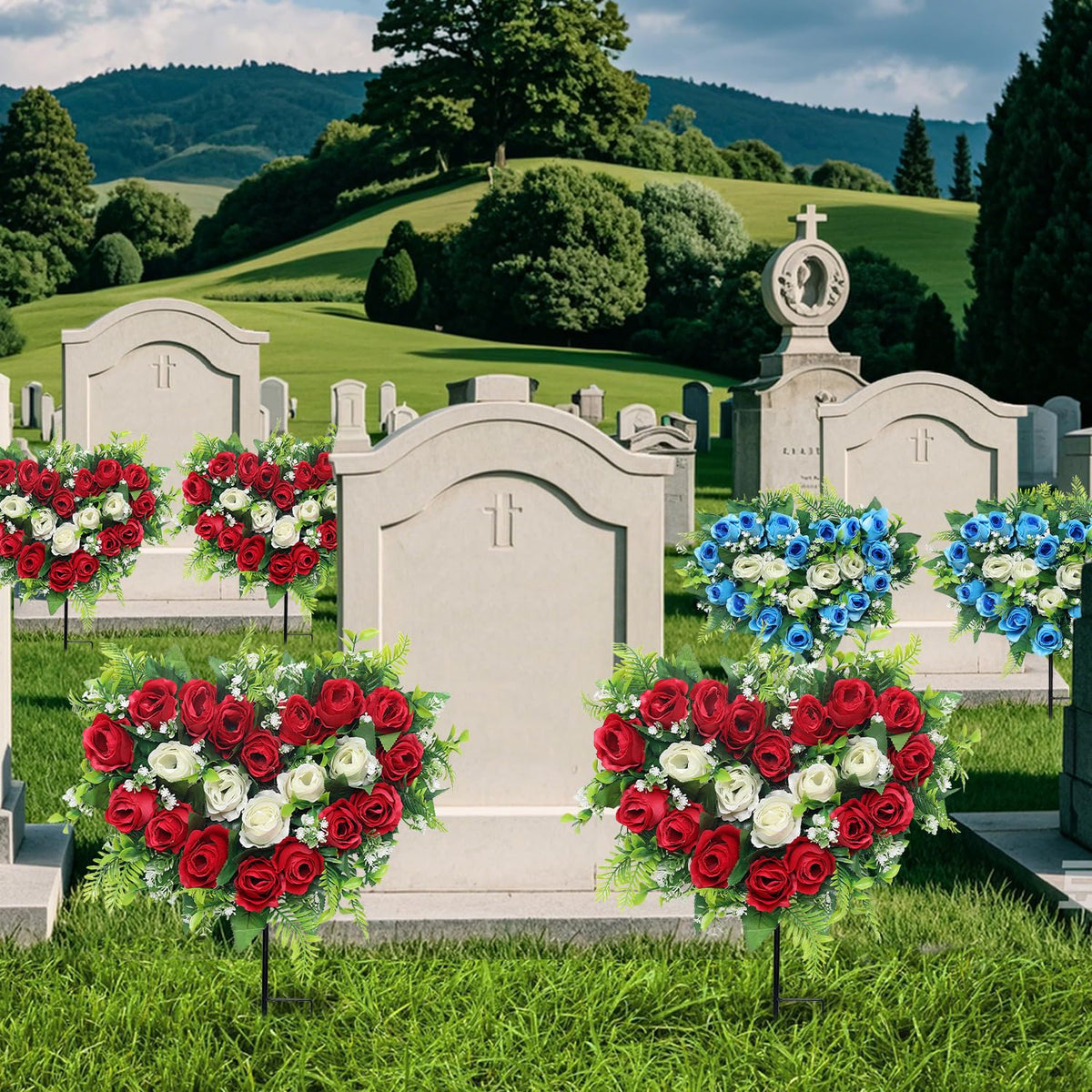 Lodou two-set cemetery flowers pack for memorial display