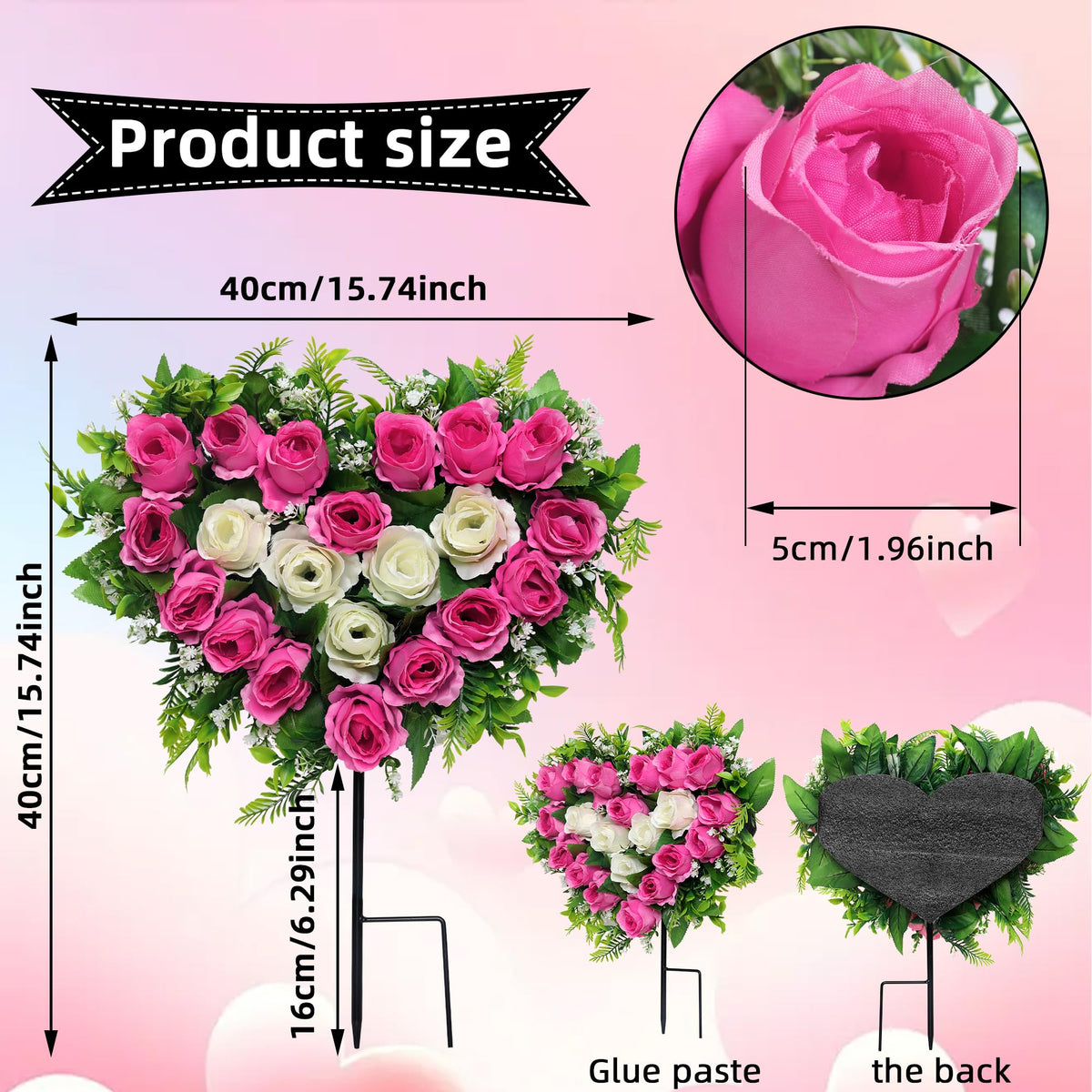 Lodou wreath measures 13.8 inches in diameter for most headstones