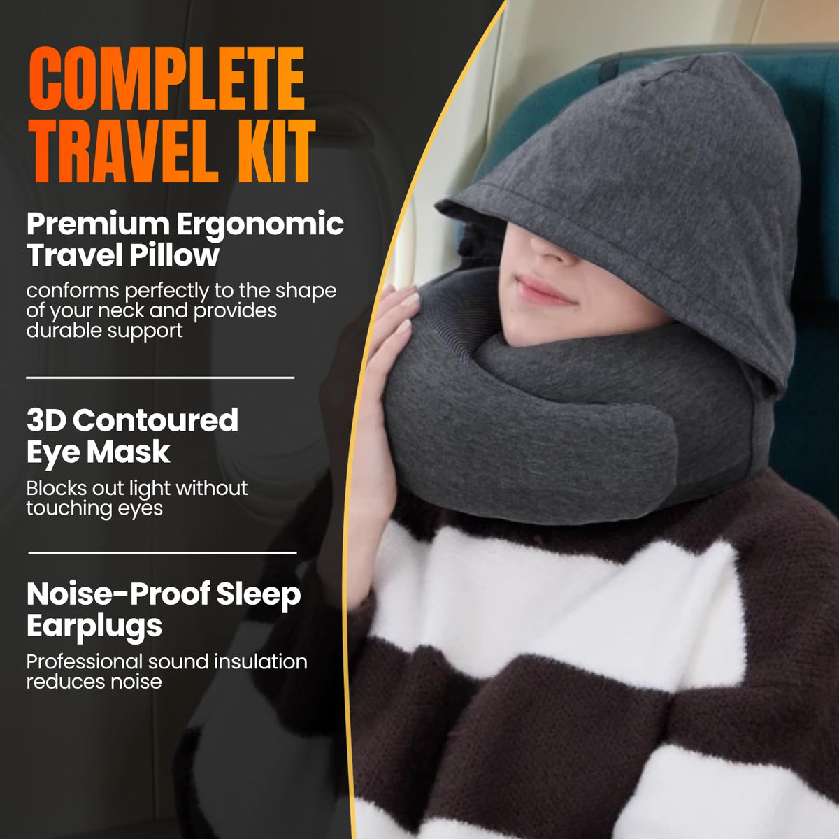 LOEXAIR Compact travel bag with LOEXAIR pillow inside for easy packing