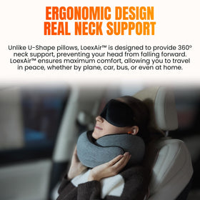 Light grey LOEXAIR Hooded Pro Travel Pillow color fits modern luggage