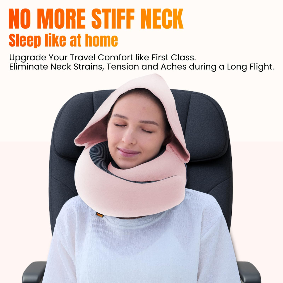 LOEXAIR hood blocks light for focused rest in crowded terminals.