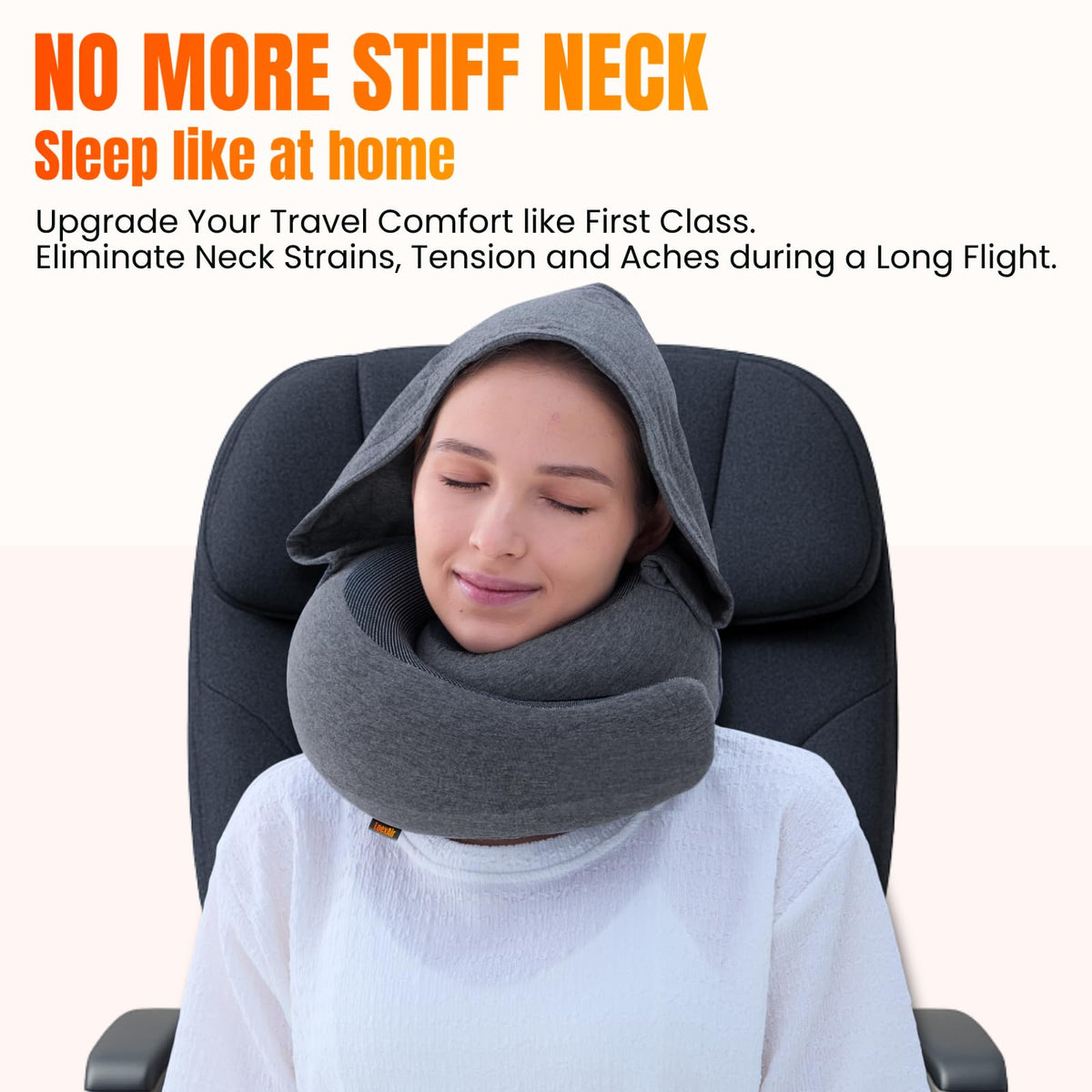 LOEXAIR privacy hood blocks light to create a personal travel space