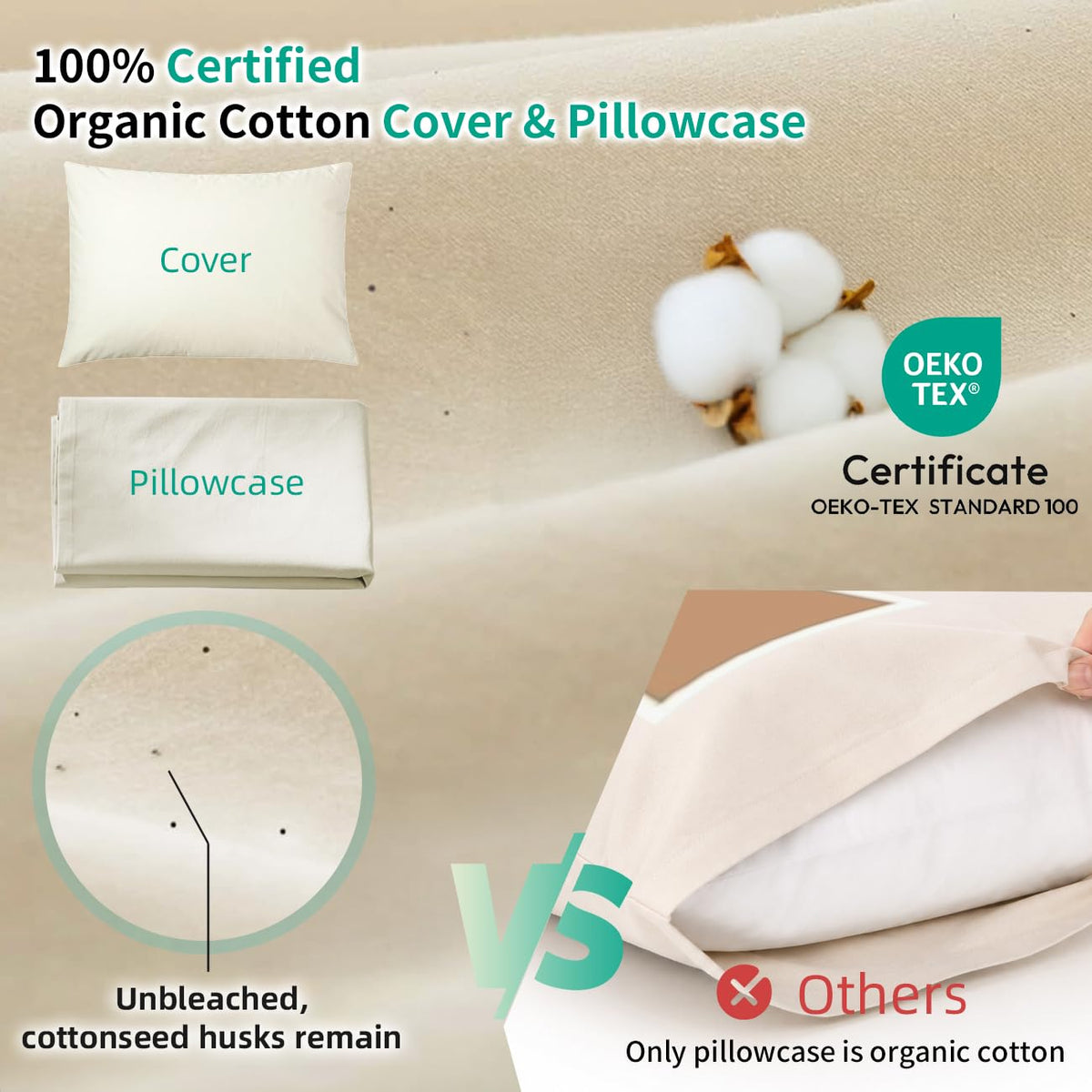 LOFE Buckwheat Pillow adjustable height for personalized neck comfort
