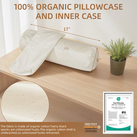 LOFE Buckwheat Pillow cylindrical bolster supports neck and spine alignment.