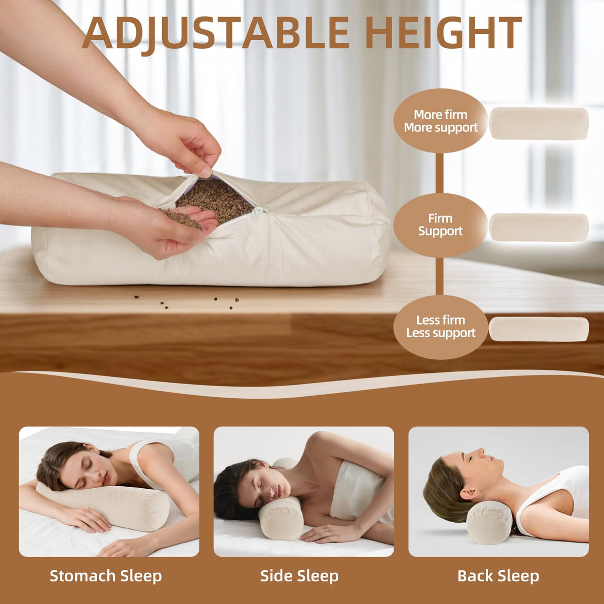 LOFE Buckwheat Pillow organic cover for easy cleaning and comfort.
