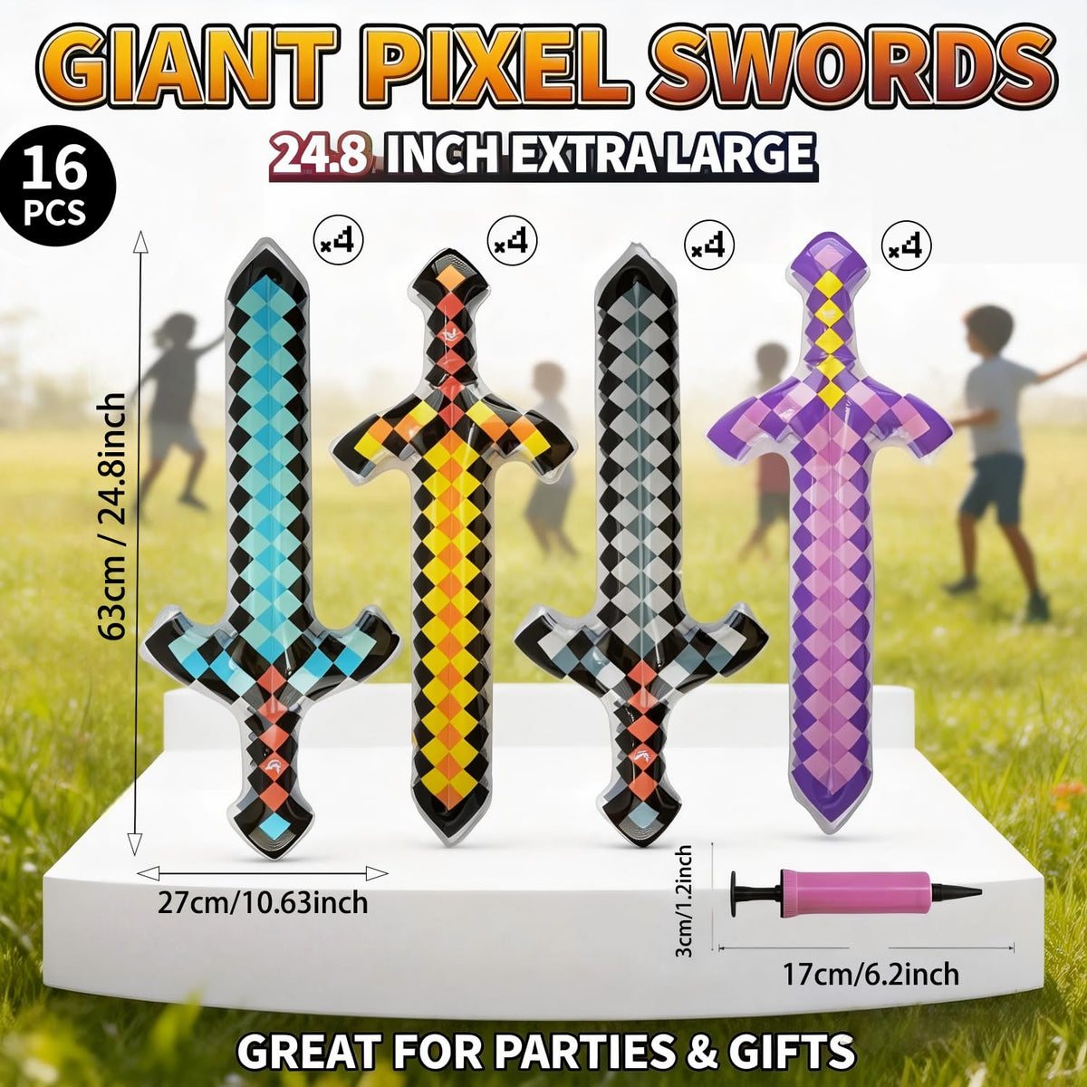 Lofeijxufj pixel sword hand pump enables quick inflation and simple setup.