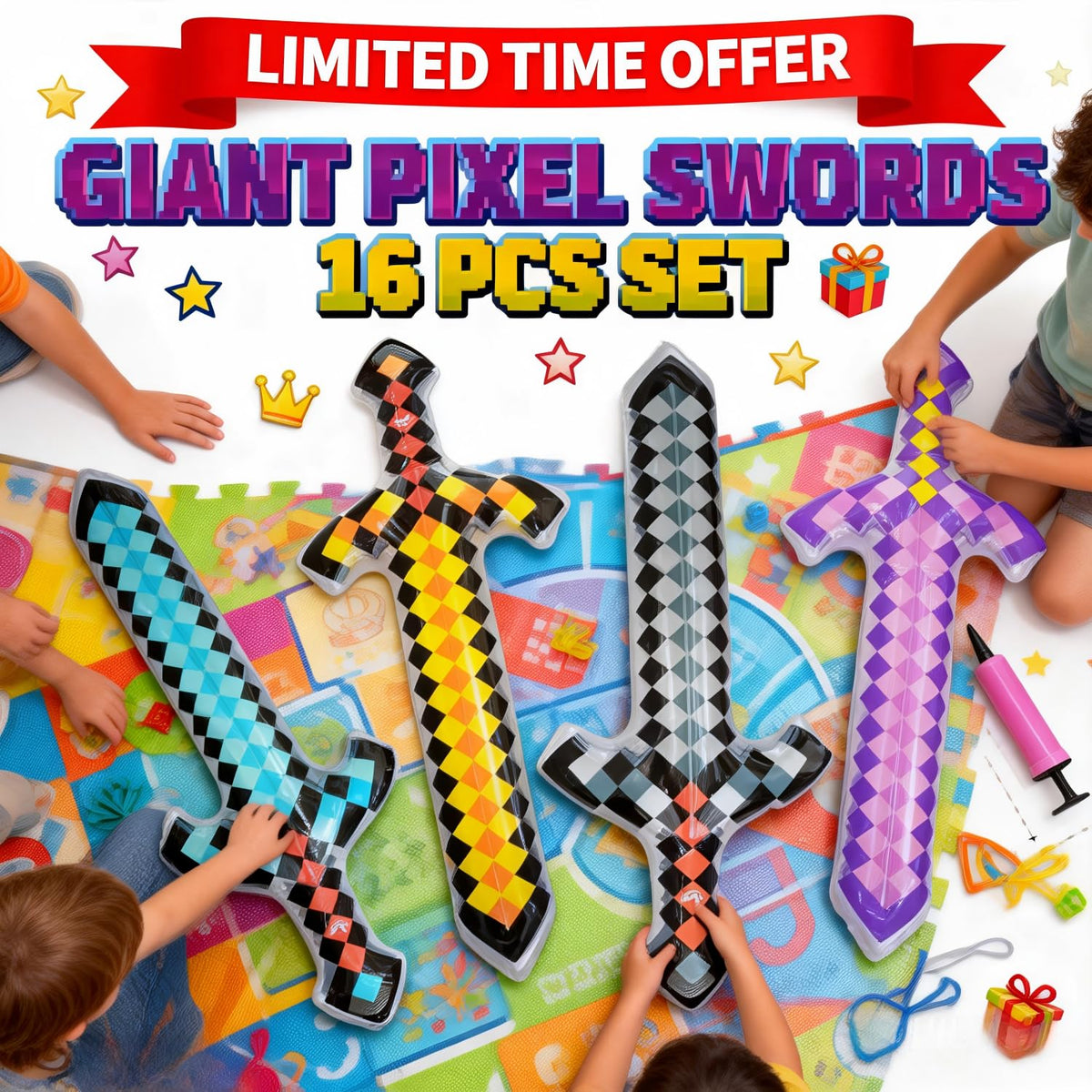 Lofeijxufj pixel sword kids-play action toy supports pretend play.
